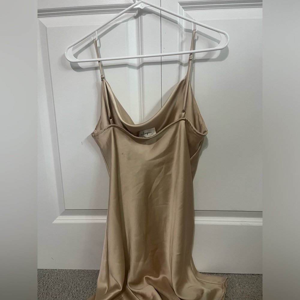 Gold Satin Mini Dress - Picture 3 of 4
